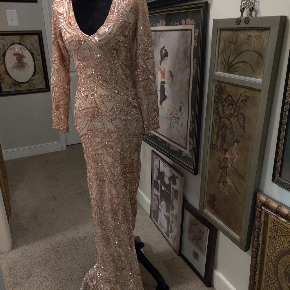 Red Clover Nude Sequined Body-con Dress